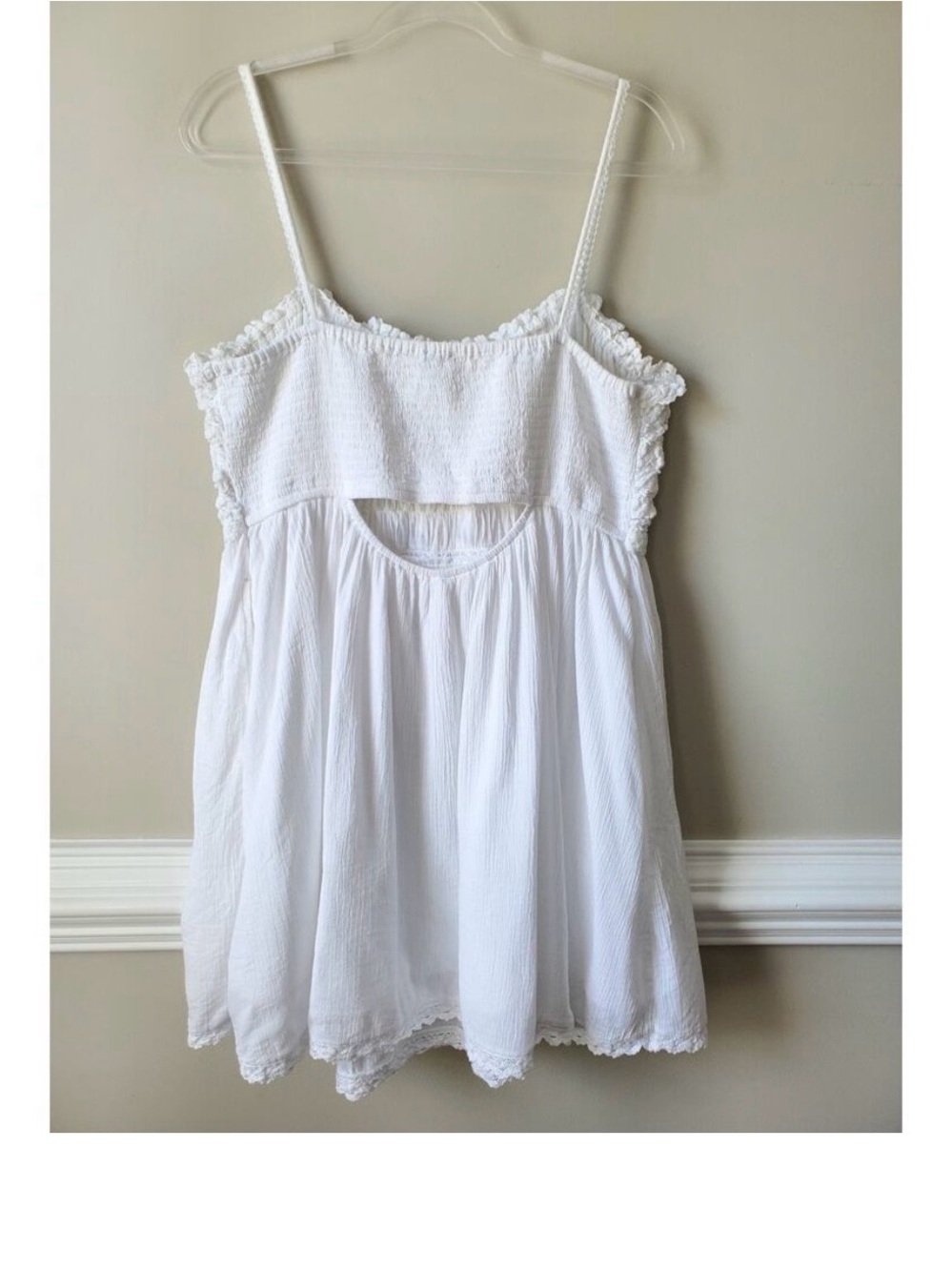 AE White Ruffle Babydoll Sun Mini Dress XL Coquette Cottage Fairy Angel Garden - Picture 5 of 5